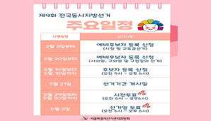 제9회 전국동시지방선거 주요일정 안내